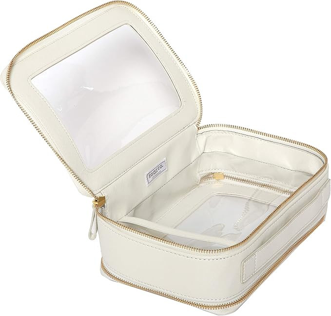 ZOOX Clear Jetset Case, Jumbo Size, 2-Layer Compartments, Chic Cosmetics Makeup Bag for Travel (W... | Amazon (US)