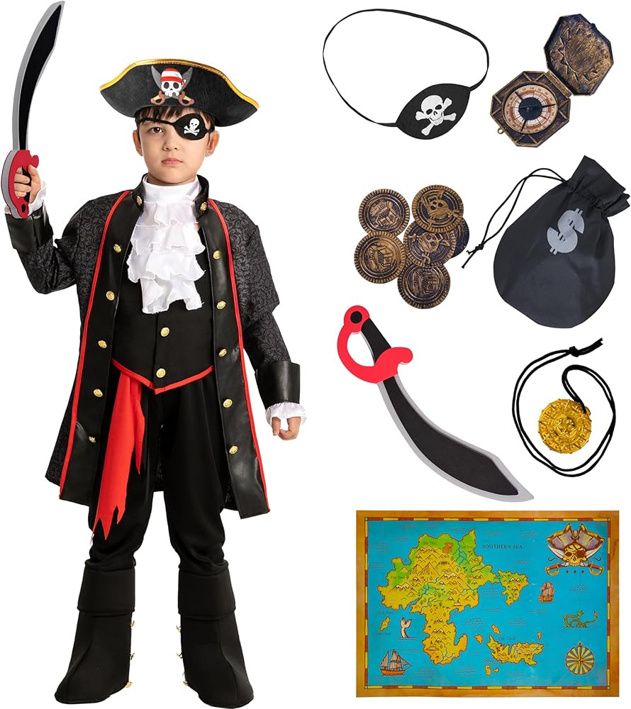 Spooktacular Creations Pirate Costume for Kids, Boy Captain Pirate Costume for Halloween | Amazon (US)