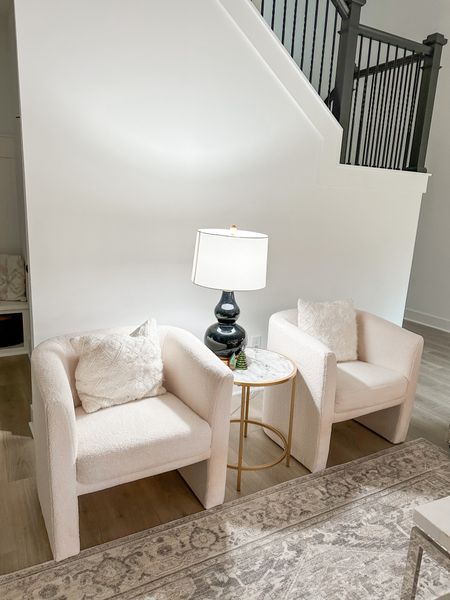 Studio McGee cream Sherpa accent chair. Black table Lamp. Grey Rug. Living room design. Living room ideas. #homedesign #targethomefinds #targetfinds #targethome

#LTKSeasonal #LTKhome #LTKfamily