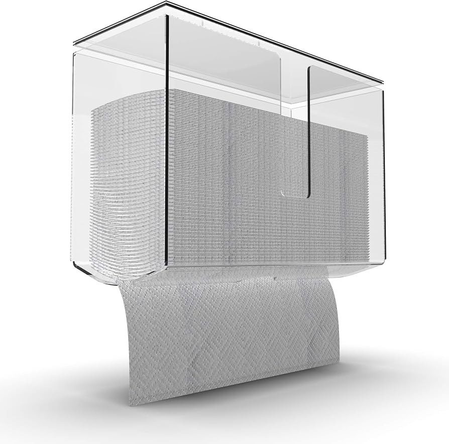 Cq acrylic Wall Mount Paper Towel Dispenser with Lid,Clear Folded Paper Towel Holder for Bathroom... | Amazon (US)