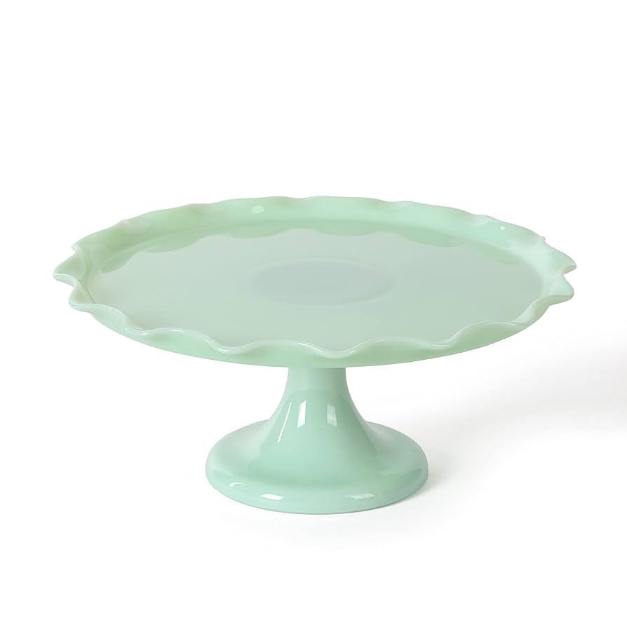 Martha Stewart Highbrook 11" Handmade Jadeite Glass Cake Stand - Ruffle Trim | Amazon (US)