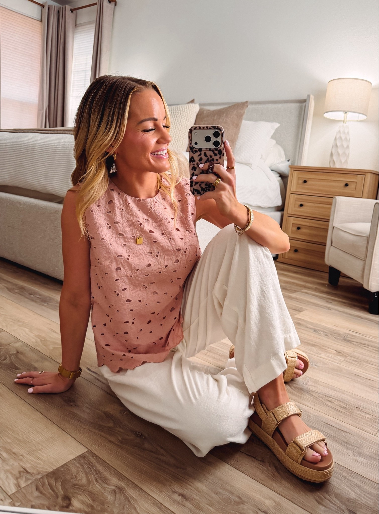 This pink eyelet tank with linen pants and sandals is perfect for spring! The eyelet details are so feminine and delicate, and linen pants are ideal for warmer weather. Love how breezy and comfortable this combination feels. Such a pretty, effortless look for brunch or casual days out!

#LTKWorkwear #LTKSeasonal #LTKootd