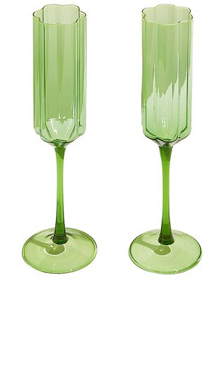 Wave Flutes Set of 2 in Green | Revolve Clothing (Global)