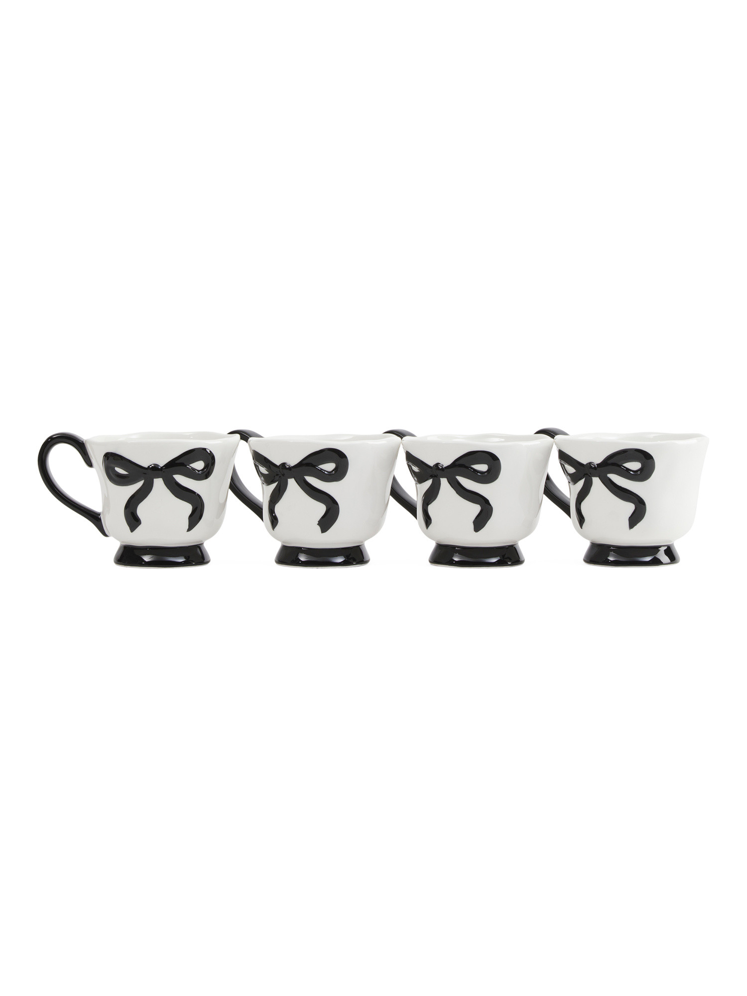 Set Of 4 Hand Painted Bow Mugs | TJ Maxx