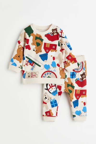 2-piece Jersey Set - White/bears - Kids | H&M US | H&M (US + CA)