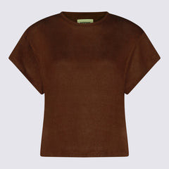 Not Shy Linen T-Shirt — Brown | Italist Inc.