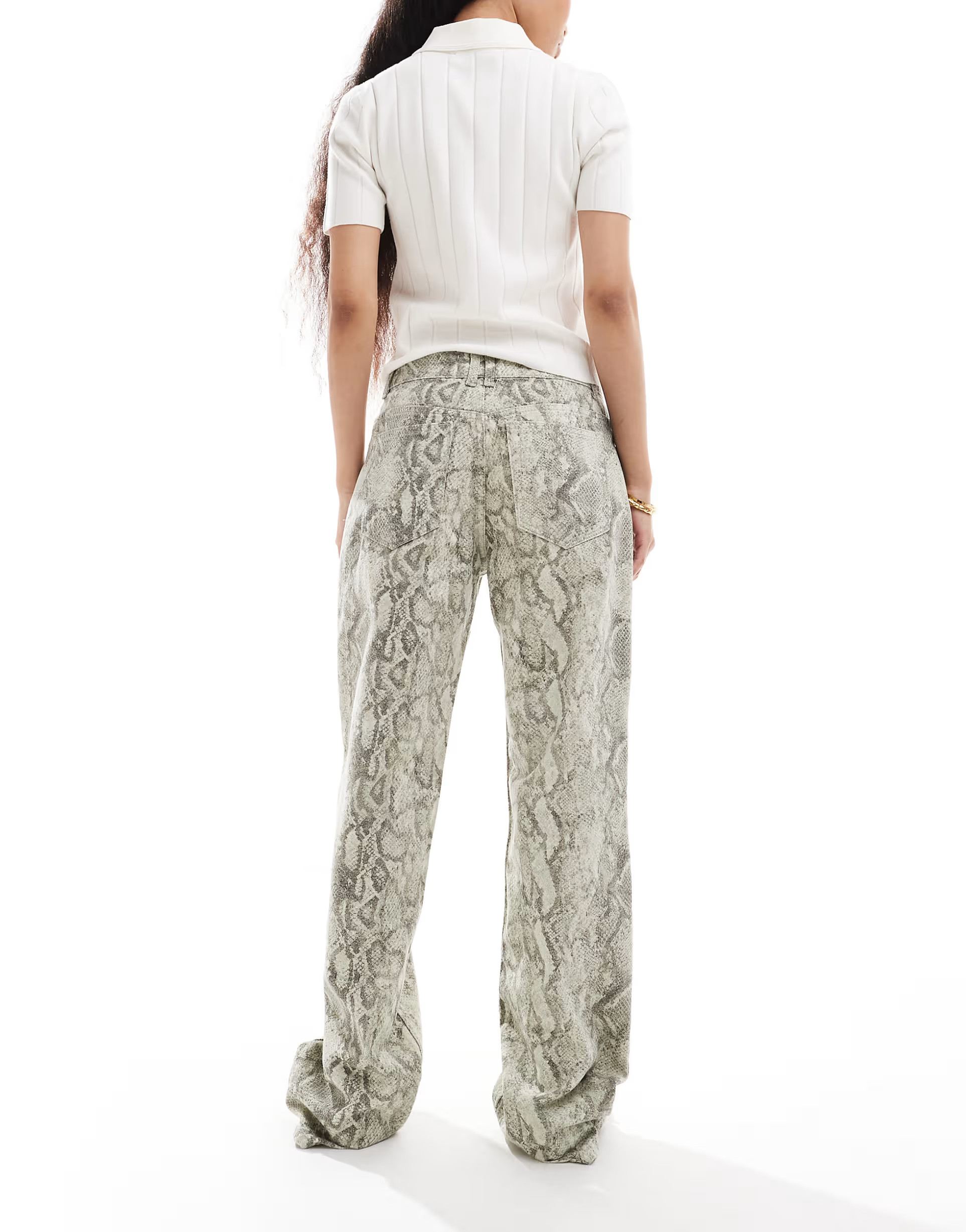 Pull&Bear Petite wide leg jean in snake print | ASOS (Global)