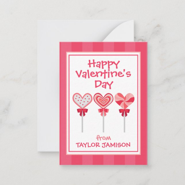 Heart Lollipops Valentine's Classroom Cards | Zazzle | Zazzle