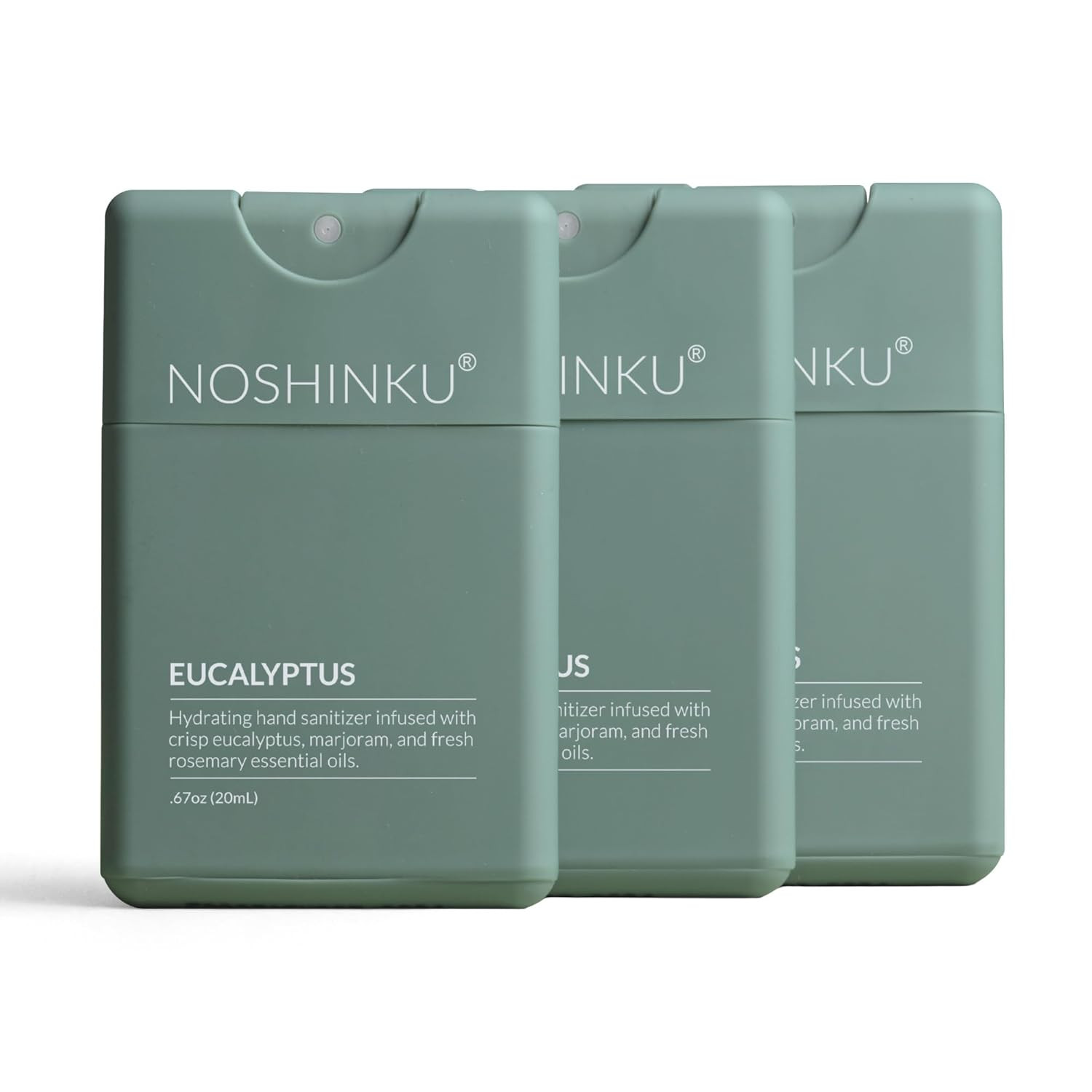 Noshinku - Refillable Hand Sanitizer Eucalyptus 3-Pack, Travel Size Spray with Hydrating Botanica... | Amazon (US)