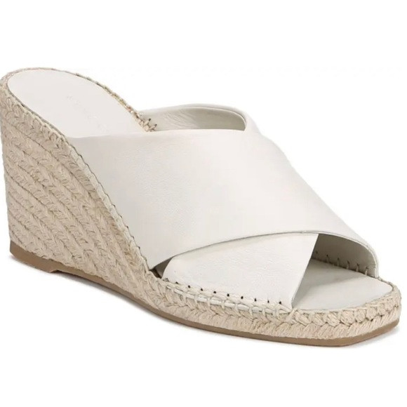 Vince Gaelan Leather Espadrille Wedge Sandal, off white, size 8 | Poshmark