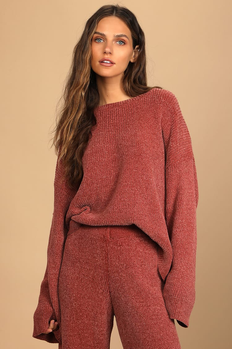 Comfy Cutie Rusty Rose Chenille Sweater | Lulus