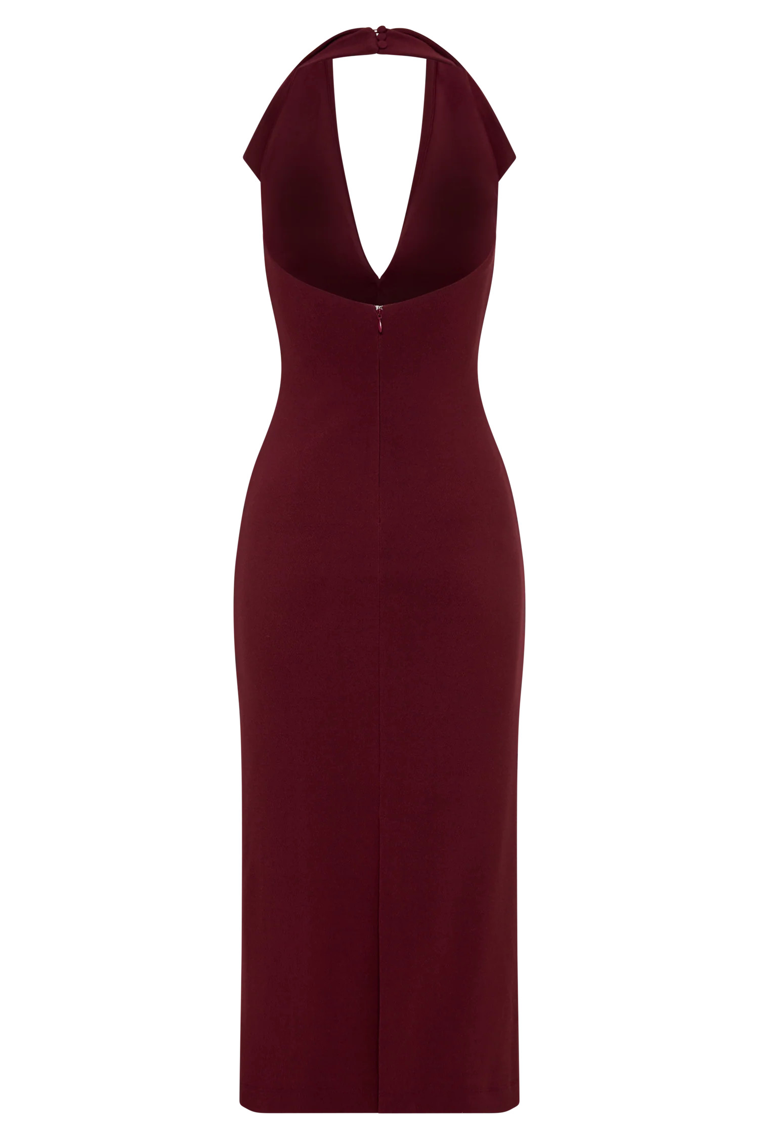Annita Crepe Halter Midi Dress - Merlot | Meshki UK