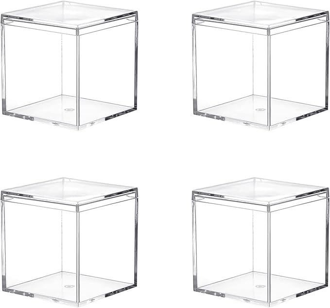 Dayaanee Square Acrylic Container, 4 Pack Small Acrylic Container Plastic Square Cube Containers ... | Amazon (US)
