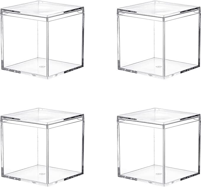 Dayaanee Square Acrylic Container, 4 Pack Small Acrylic Container Plastic Square Cube Containers ... | Amazon (US)