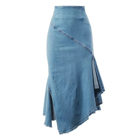 A2Y Women s Casual Rayon High Waist Back Zipper Denim Jean Long Skirts Light Wash 4XL | Walmart (US)