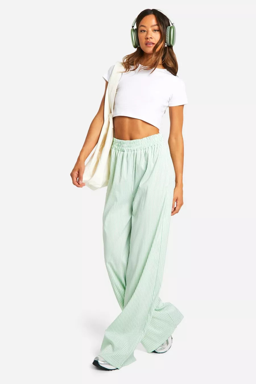 Tall Pastel Gestreepte Wide Leg Broek | Boohoo.com (NL)