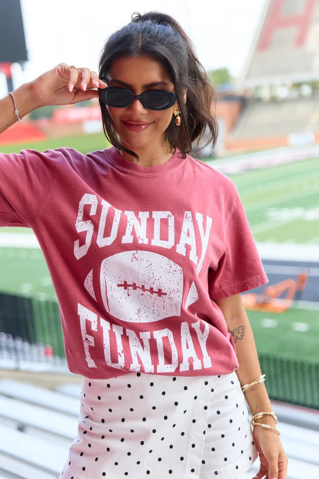 Sunday Funday Crimson Graphic Tee | Pink Lily