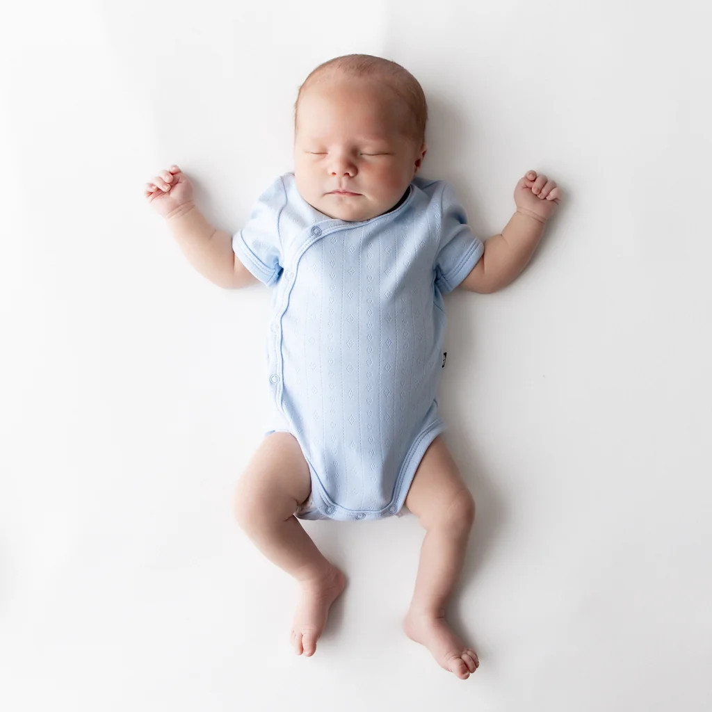 Pointelle Kimono Bodysuit in Breeze | Kyte Baby