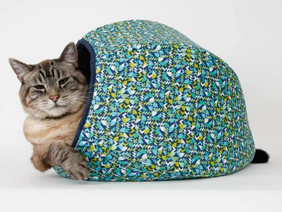 Cat Ball Modern Cat Bed  Mod Geometric in Blue Green and | Etsy | Etsy (US)