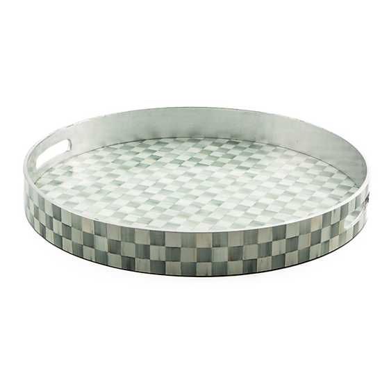 Sterling Check Lacquer Round Tray | MacKenzie-Childs