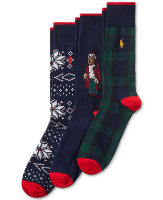 Polo Ralph Lauren Men's 3-Pk. Arctic Holiday Bear Socks Gift Box - Macy's | Macy's