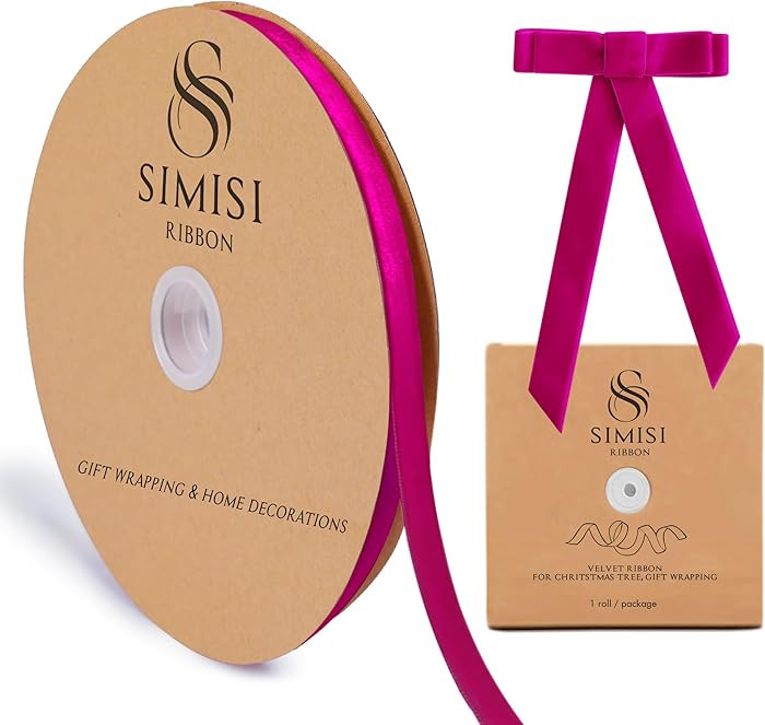 Hot Pink Velvet Ribbon 3/8'' 25 Yards for Christmas Tree, Gift Wrapping, Flower Bouquet, Wreath D... | Amazon (US)