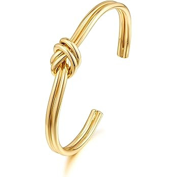 WOWORAMA Dainty Gold Cuff Bracelets for Women Delicate Thin Wire Open Bangle Bracelets Stackable ... | Amazon (US)