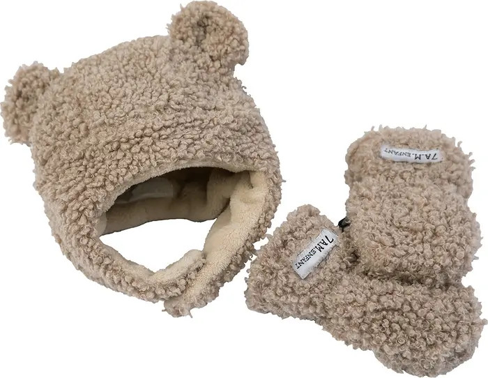 7 A.M. Enfant Teddy Cub Hat & Mittens Set | Nordstrom | Nordstrom
