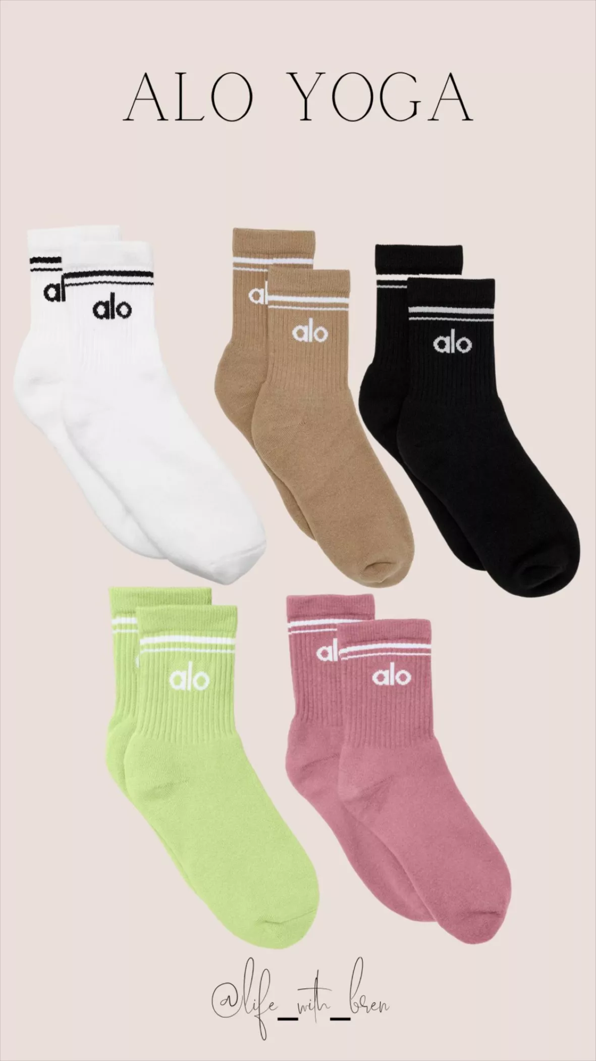 ALO Yoga, Accessories, Womens Half Crew Alo Socks