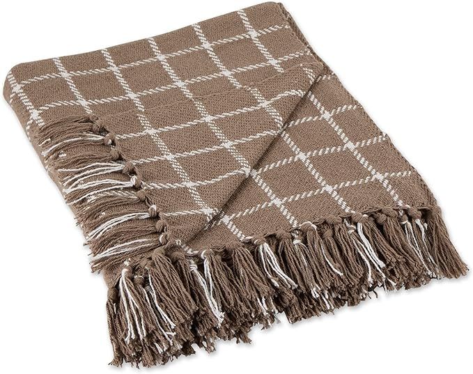 DII Transitional Checked Plaid Woven Throw, 50x60, Brown | Amazon (US)