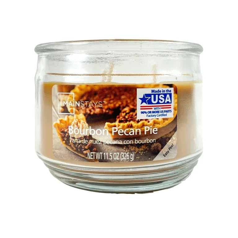 Mainstays Bourbon Pecan Pie 3-Wick Glass Jar Candle, 11.5 oz. | Walmart (US)