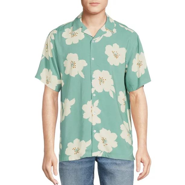 No Boundaries Men's and Big Men's Rayon Shirt with Short Sleeves | Walmart (US)