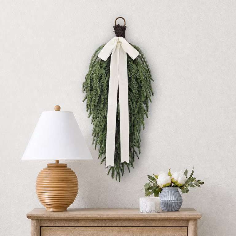 My Texas House Natural Feel Norfolk Artificial Christmas Swag, Green, 28" | Walmart (US)