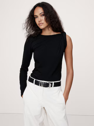 Cotton-Tencel™ Twisted One-Sleeve Top | Banana Republic (US)