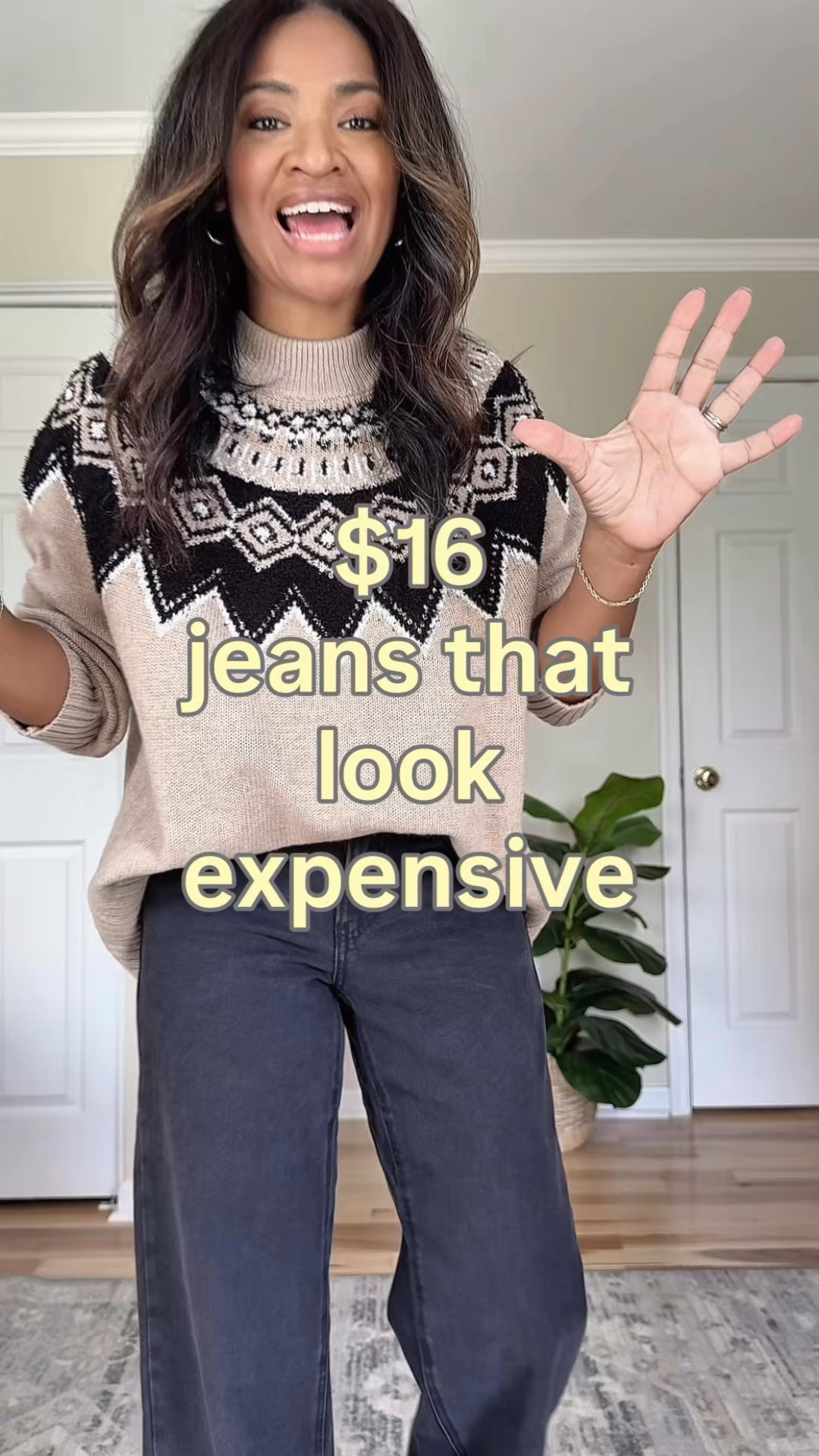 Size 4 on jeans. Size large in sweater