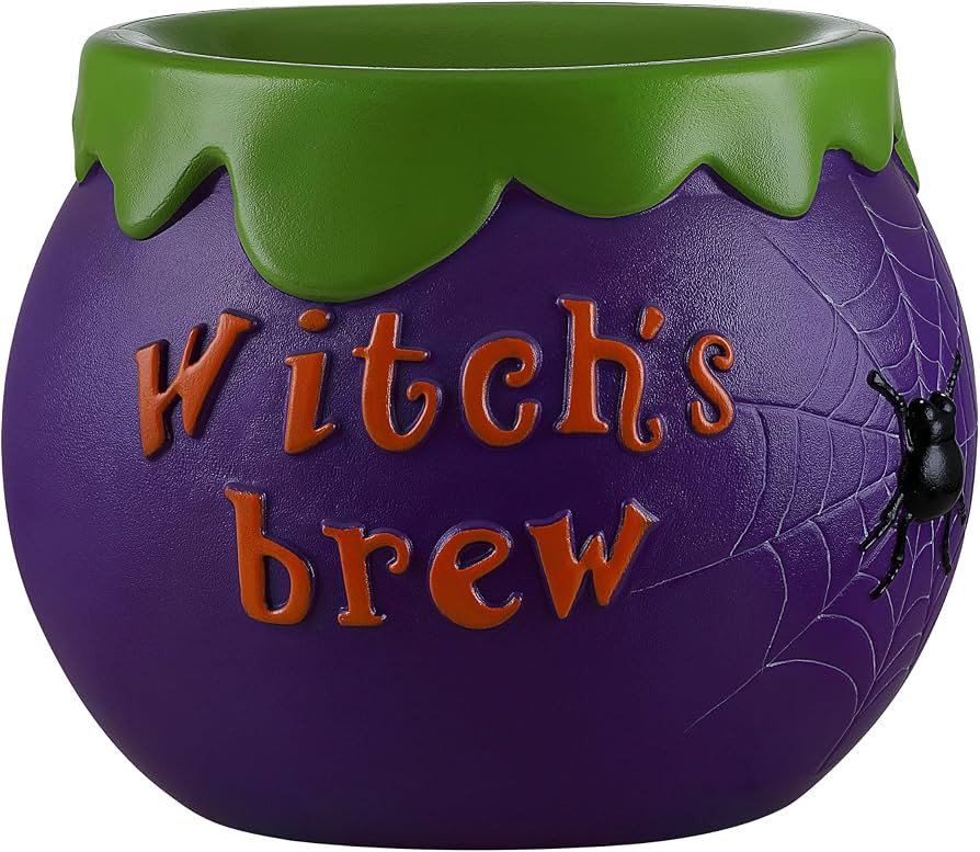 Mr. Halloween 14 in Cauldron Candy Bowl with LED Lights, Blow Mold Trick or Treat Holder, Light U... | Amazon (US)