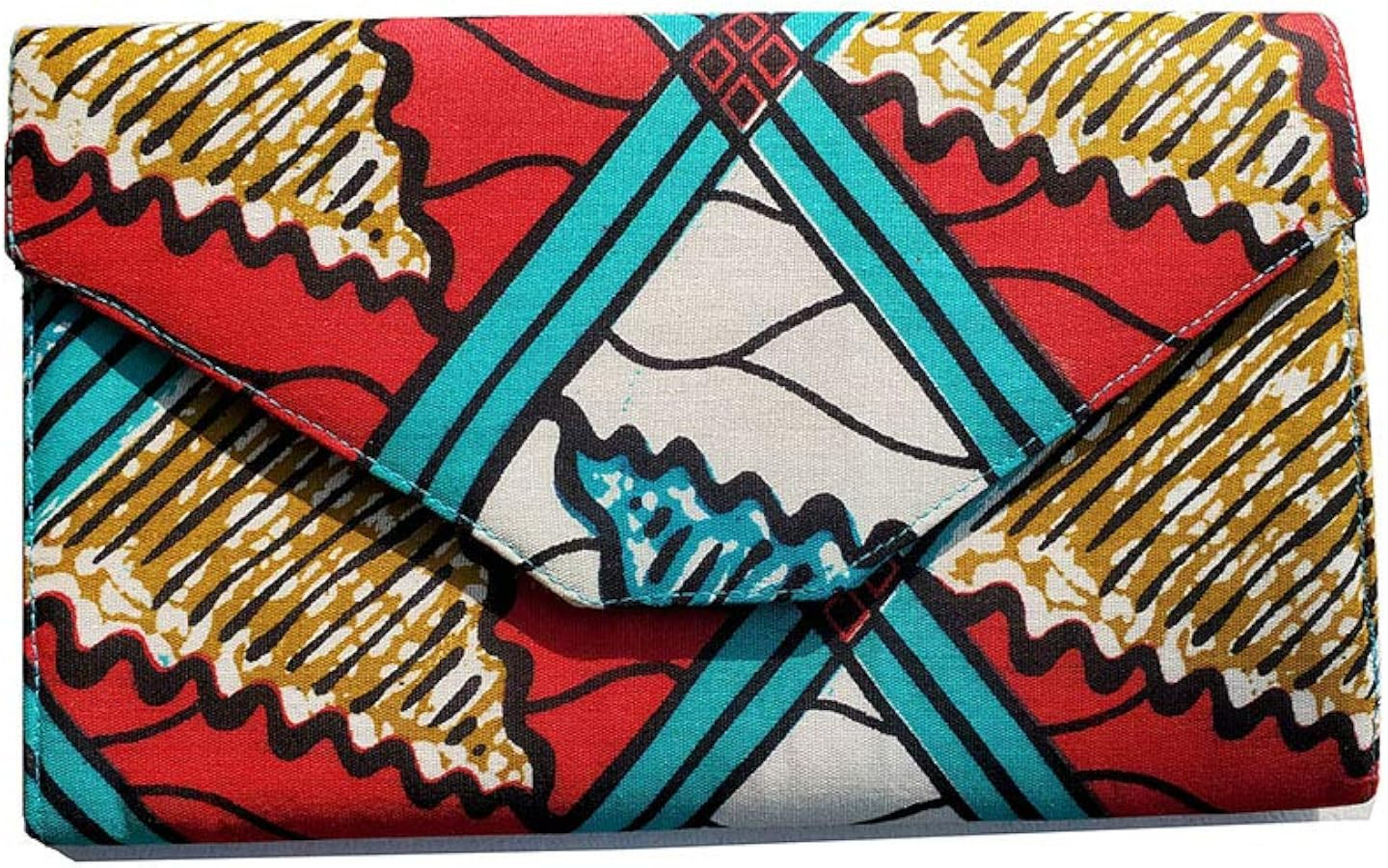 Dupsie's Red, Turquoise, white African Print Clutch Purse | Amazon (US)