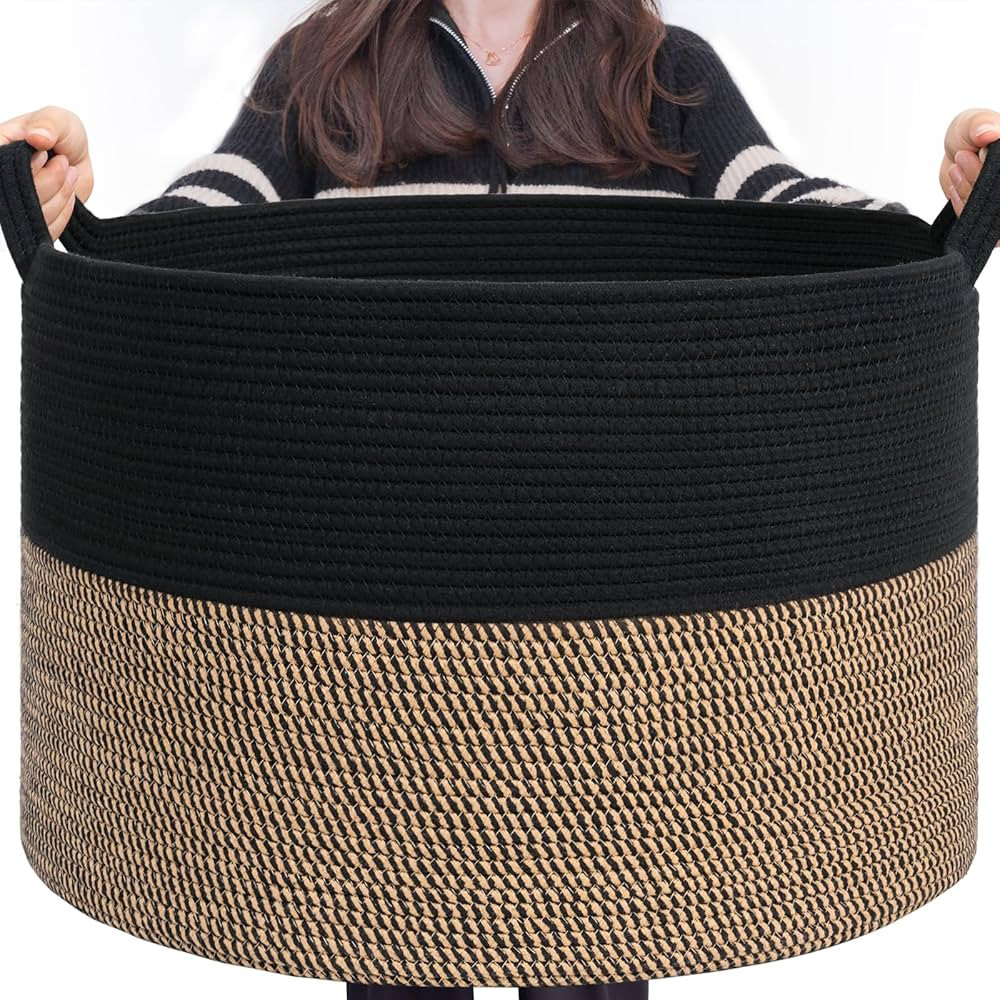 INDRESSME Large Storage Baskets for Organizing, 21.7 x 13.8 Blanket Basket Living Room Dog Toy Bi... | Amazon (US)