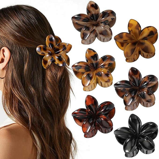 6 PCS Flower Hair Clips for Women, Hawaiian Flower Claw Clips for Thick Thin Hair, Cute Daisy Bas... | Amazon (US)