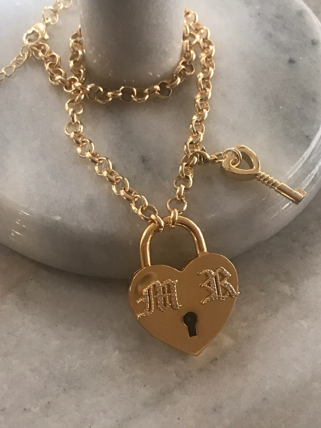 Personalized Heart padlock and key necklace | Etsy (US)