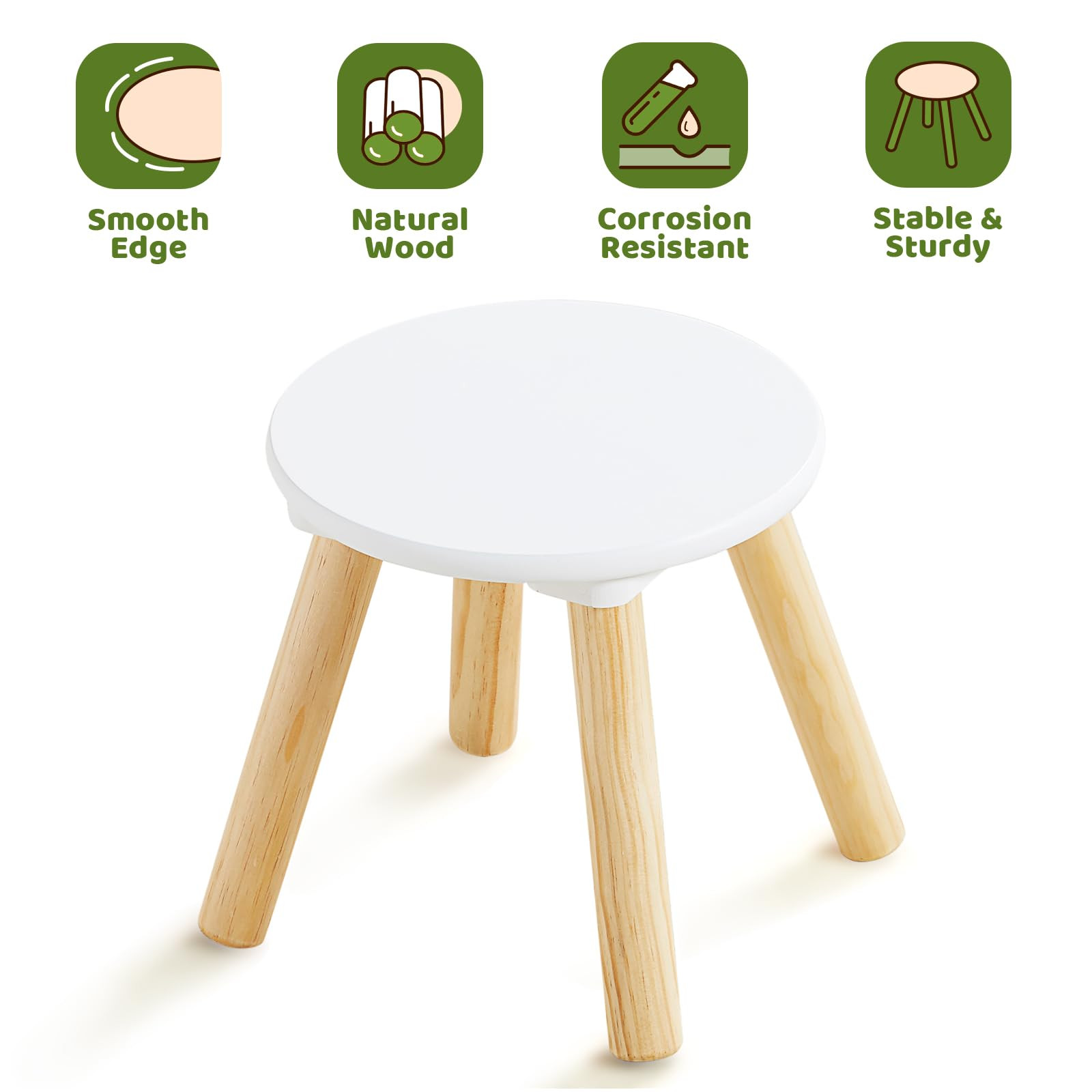 Beright Wooden Step Stool for Kids, 9 Inch Round Kids Chair fit with Sensory Table, Sturdy Sittin... | Amazon (US)