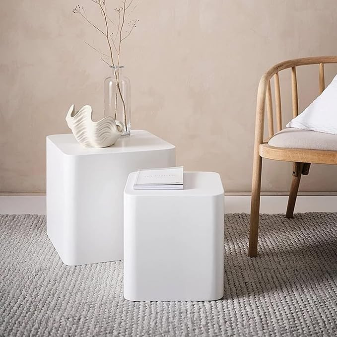 kevinplus Nesting Side Table End Table Set of 2, Modern White Coffee Table Midcentury Living Room... | Amazon (US)