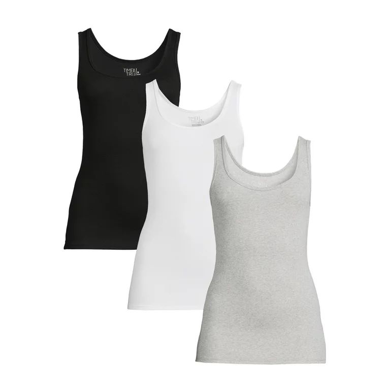 Time and Tru Women's Ribbed Tank Top, 3-Pack | Walmart (US)
