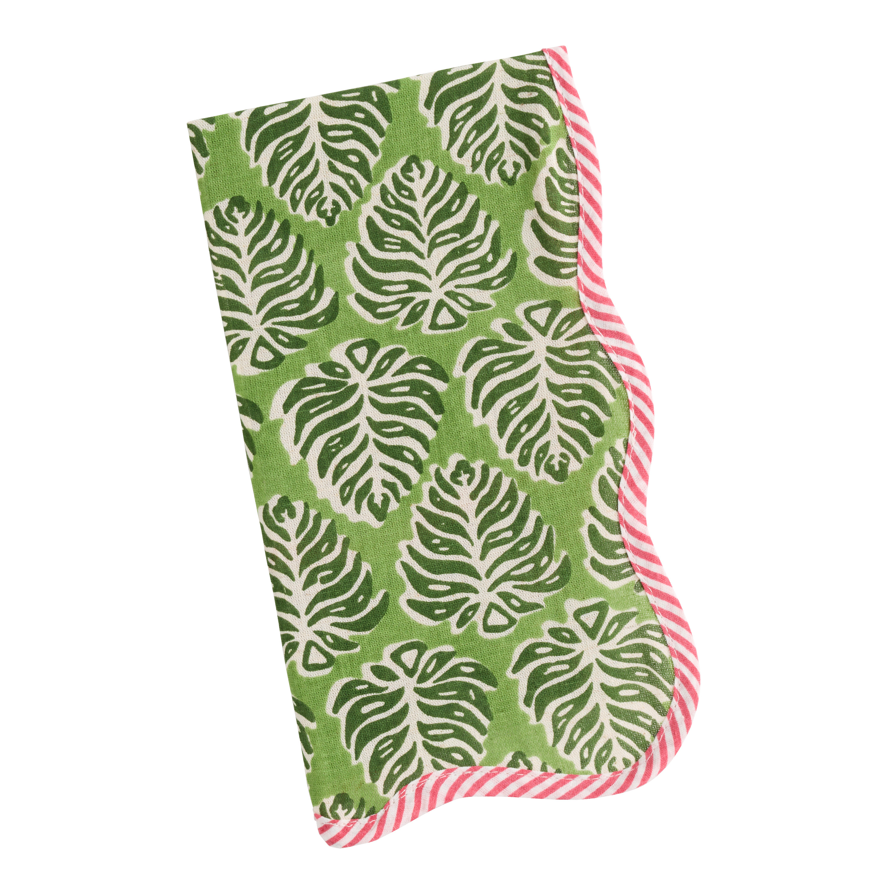 Green and Red Monstera Leaf Scalloped Napkin - World Market | World Market