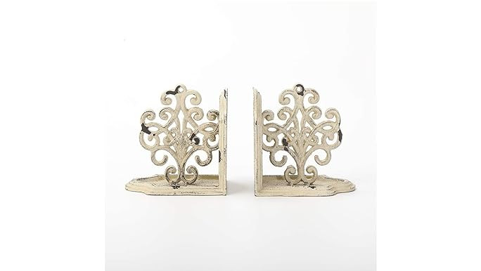 GENMOUS Rustic Distressed Vintage Scroll Corbel Bookends,Farmhouse Whitewashed Wood Decorative Bo... | Amazon (US)