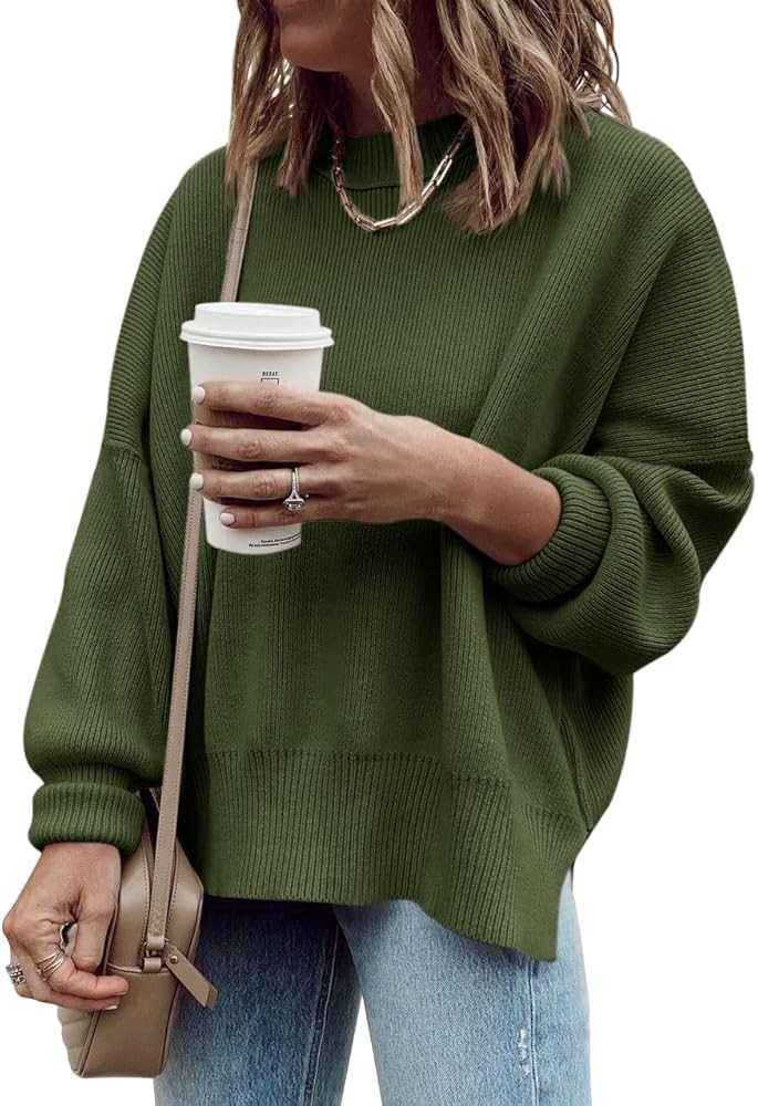 Imily Bela Womens Oversized Tunic Sweaters Fall Slouchy Long Sleeve Ribbed Knit Side Slit Pullove... | Amazon (US)