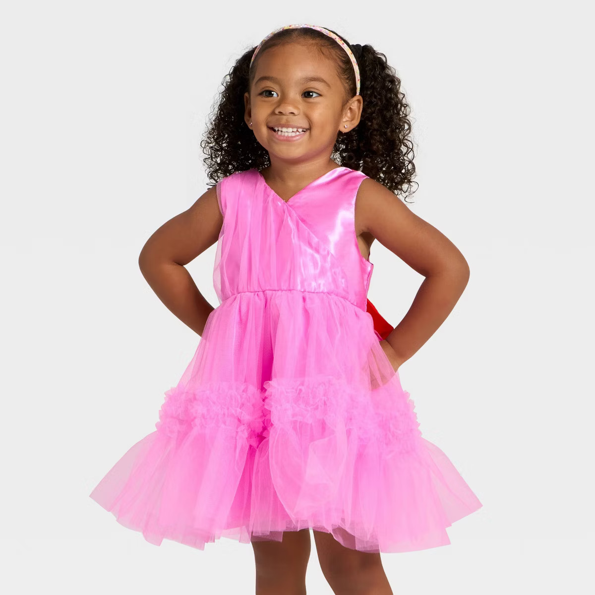 Toddler Girls' The Grinch Christmas Cindy Lou Who Bow Couture Tulle Dress - Pink | Target