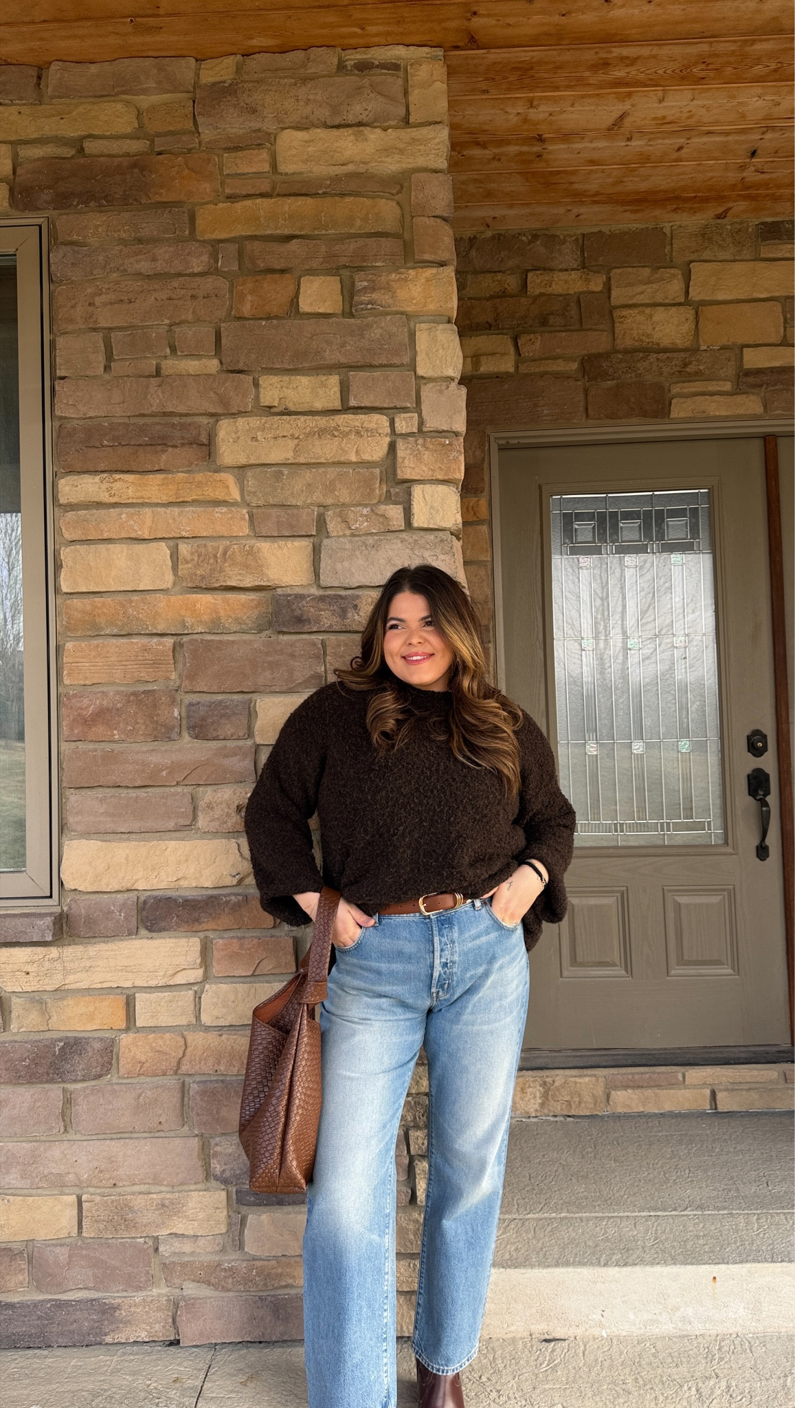 What I wore to work today! Running around taking baby to check up, jumping on multiple meetings. 

Wearing size 32 in these button butterfly jeans. Do not size up

Wearing size large in this buccle sweater from Amazon

#LTKmomlife #LTKMidsize #LTKootd