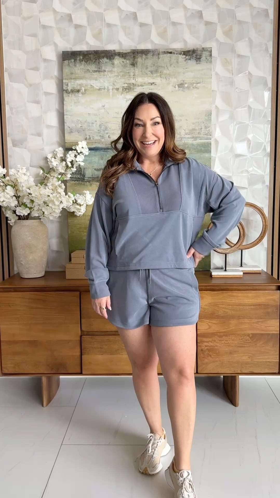 @athleta 2 piece lounge set great for my mom on the go life! These are super soft and love the 4” inseam short. 

Sizing: large in top & shorts
#activewear #loungesets 

#LTKActive #LTKmomlife #LTKMidsize