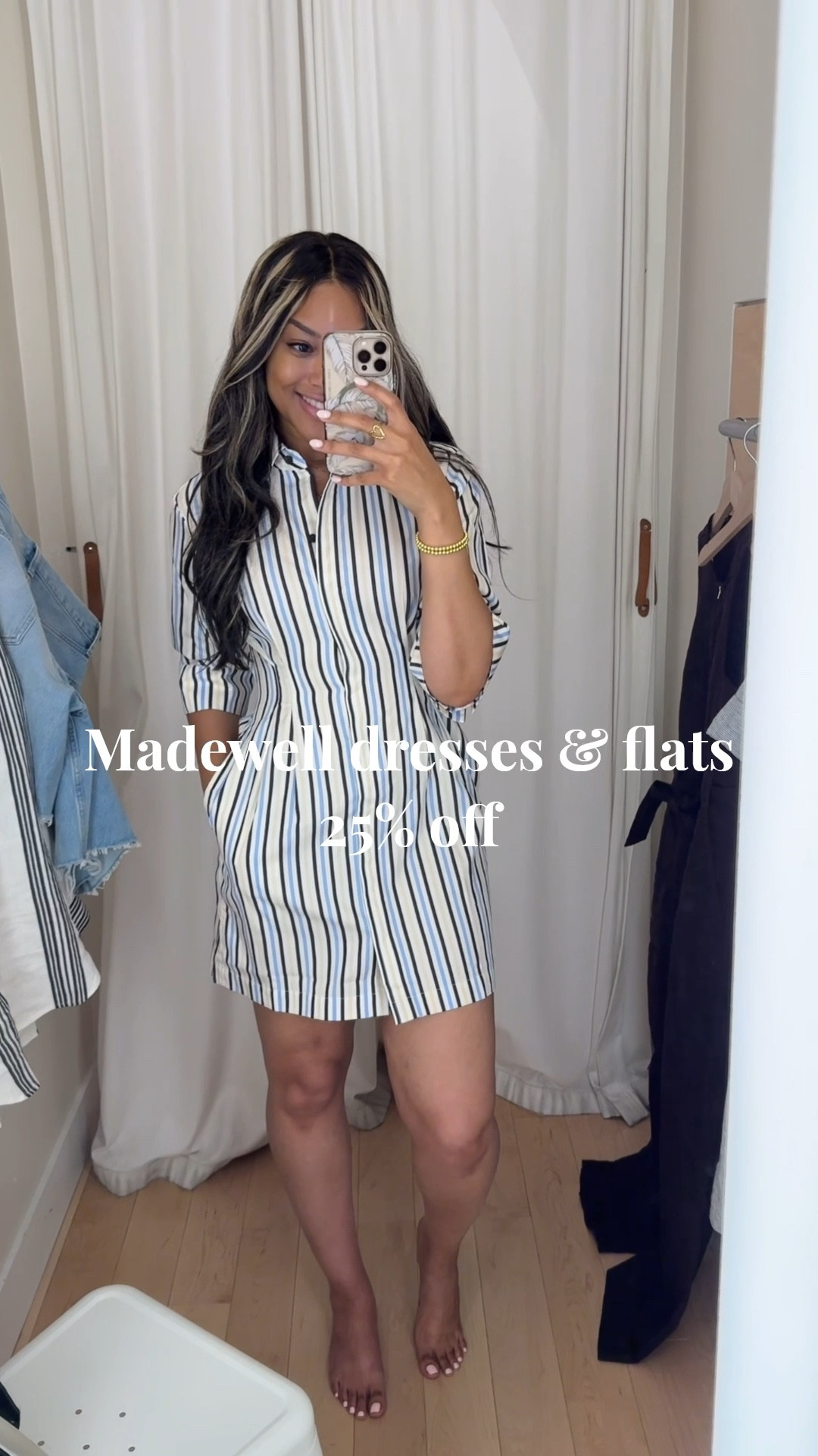 Madewell dresses and flats are 25% OFF right now 😍 including this striped Tucked Mini Shirtdress wearing size XXS ! 

Spring dress summer dress poplin casual cute business casual capsule basic 

#LTKWorkwear #LTKSaleAlert